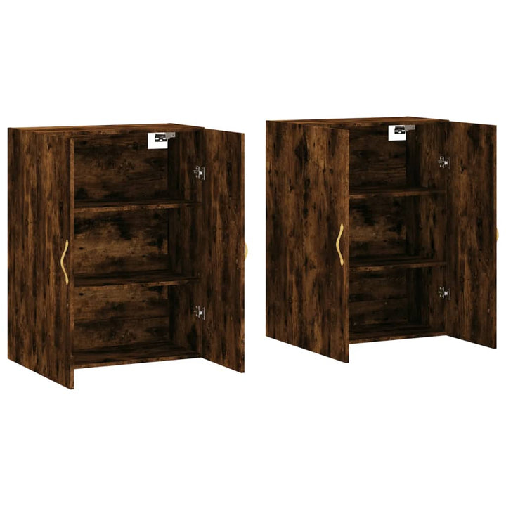vægskabe 2 stk. 69,5x34x90 cm røget sonoma-eg