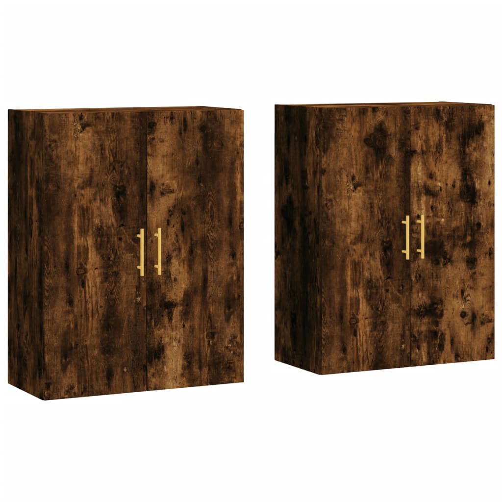 vægskabe 2 stk. 69,5x34x90 cm røget sonoma-eg