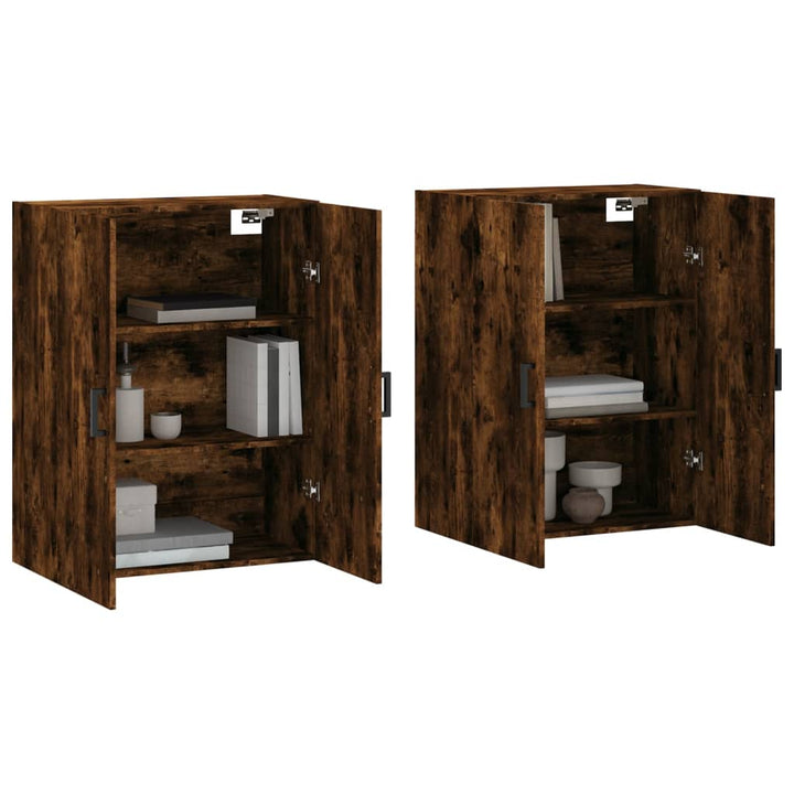 vægskabe 2 stk. 69,5x34x90 cm røget sonoma-eg