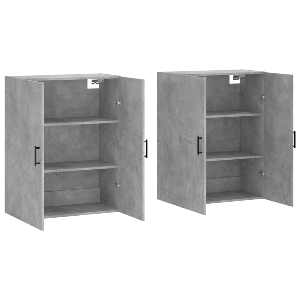 vægskabe 2 stk. 69,5x34x90 cm betongrå