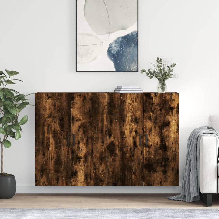 vægskabe 2 stk. 69,5x34x90 cm røget sonoma-eg