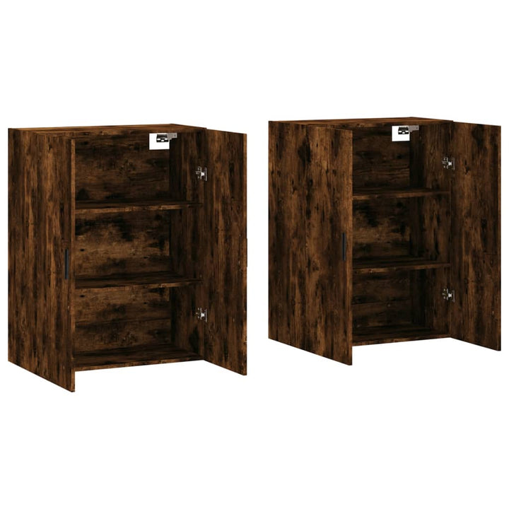vægskabe 2 stk. 69,5x34x90 cm røget sonoma-eg