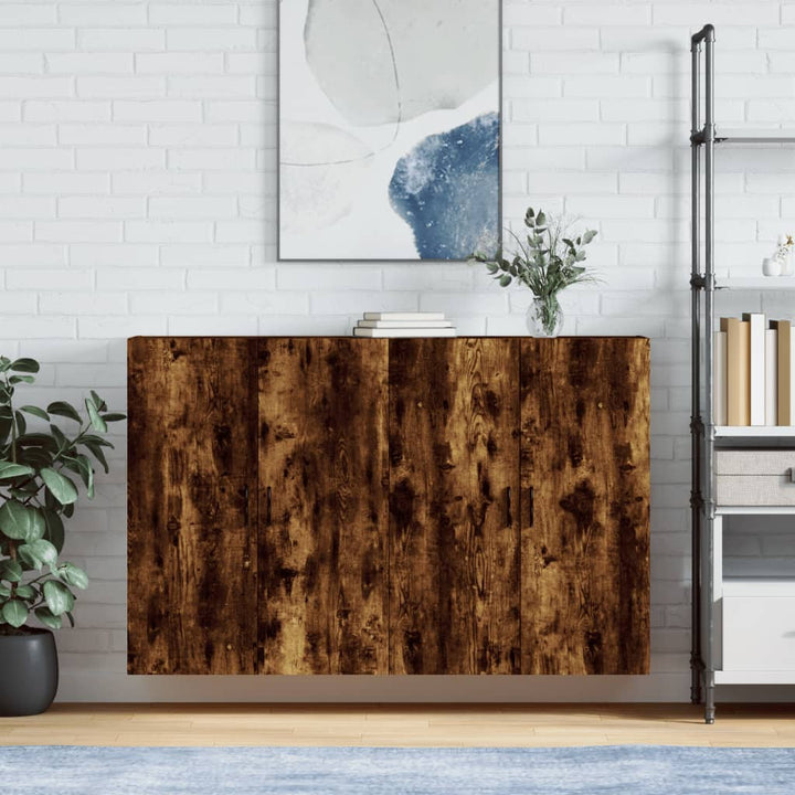 vægskabe 2 stk. 69,5x34x90 cm røget sonoma-eg