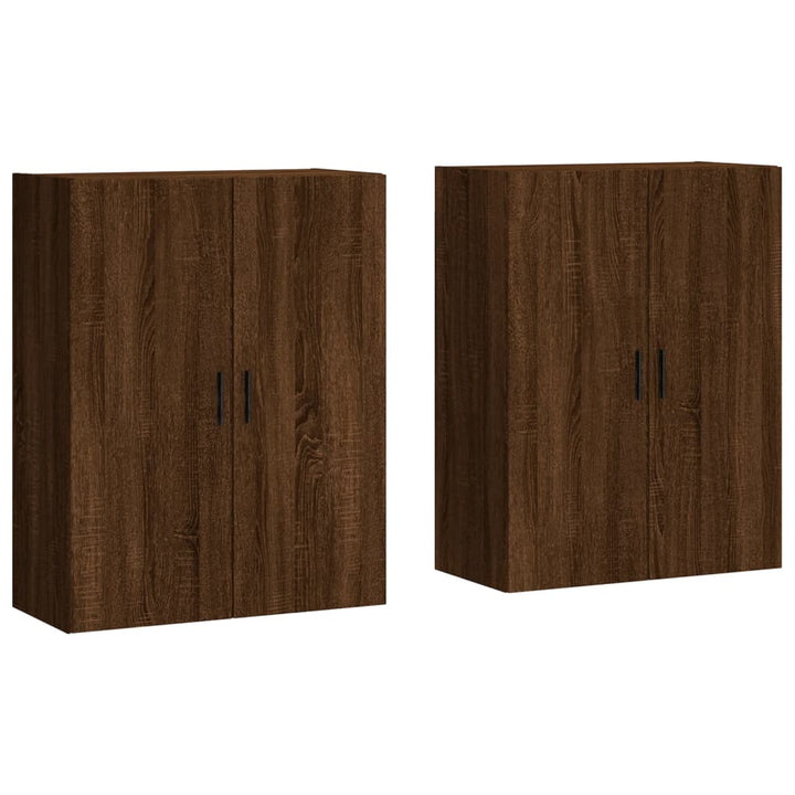 vægskabe 2 stk. 69,5x34x90 cm brun egetræsfarve