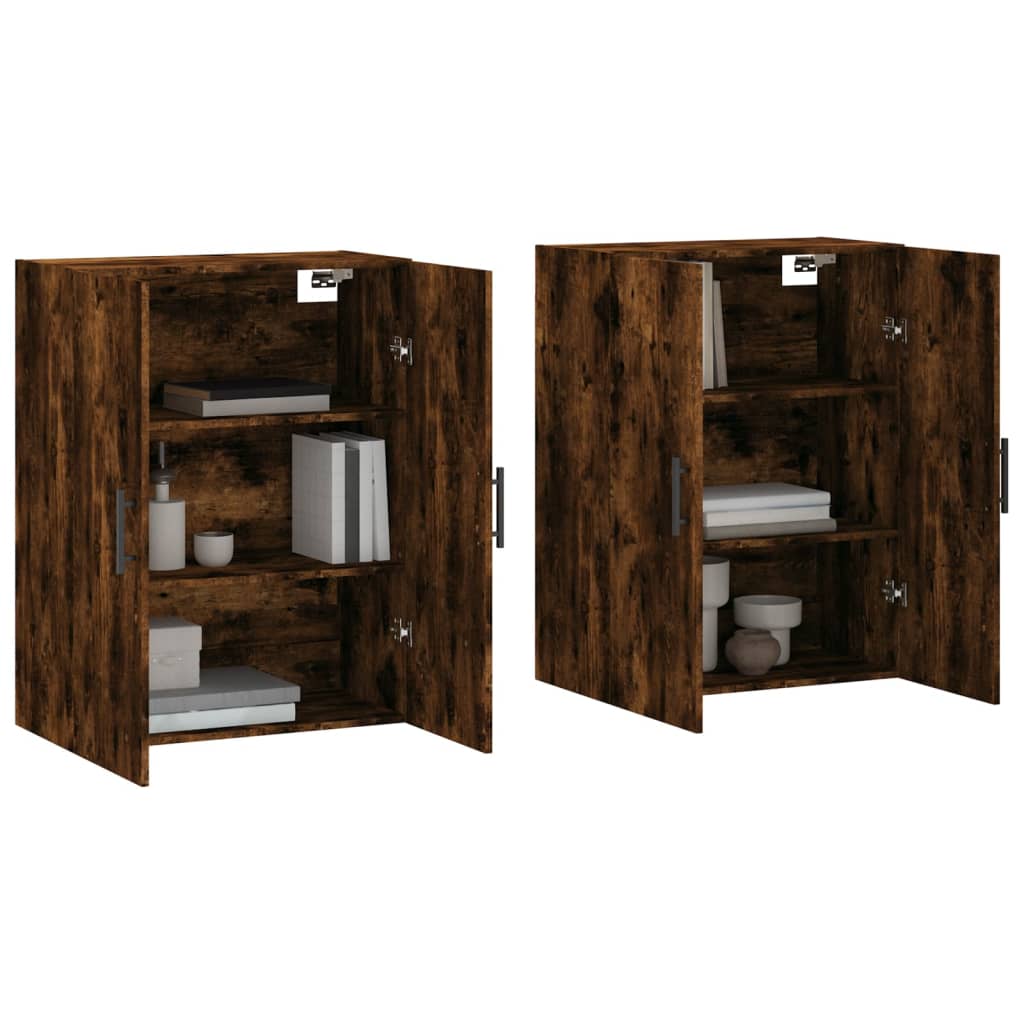 vægskabe 2 stk. 69,5x34x90 cm røget sonoma-eg
