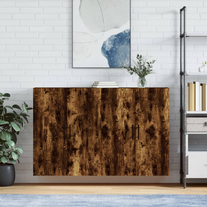 vægskabe 2 stk. 69,5x34x90 cm røget sonoma-eg