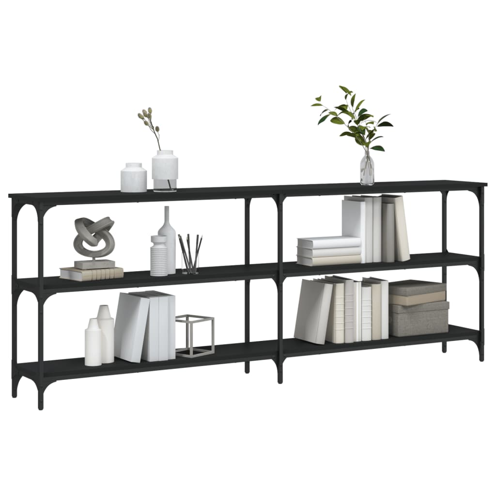 konsolbord 200x29x75 cm konstrueret træ sort