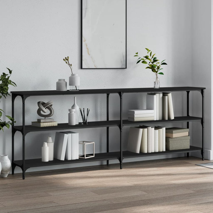 konsolbord 200x29x75 cm konstrueret træ sort