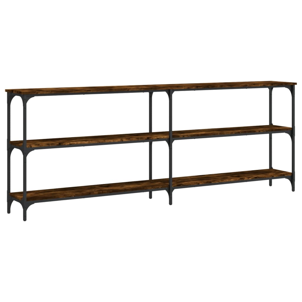 konsolbord 200x29x75 cm konstrueret træ røget egetræsfarve