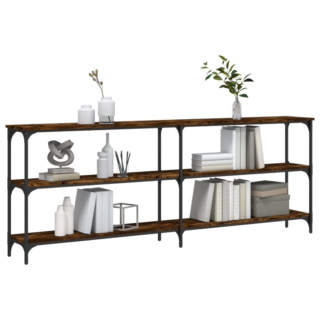 konsolbord 200x29x75 cm konstrueret træ røget egetræsfarve