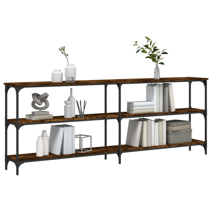konsolbord 200x29x75 cm konstrueret træ røget egetræsfarve