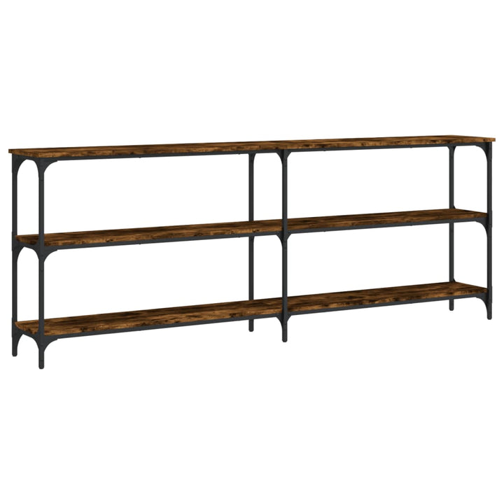 konsolbord 200x29x75 cm konstrueret træ røget egetræsfarve