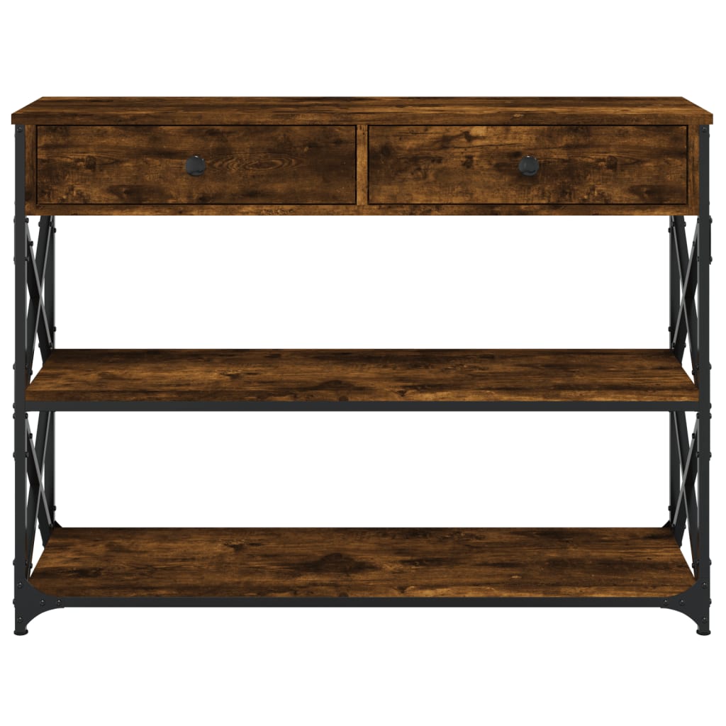konsolbord 100x28x75 cm konstrueret træ røget egetræsfarve