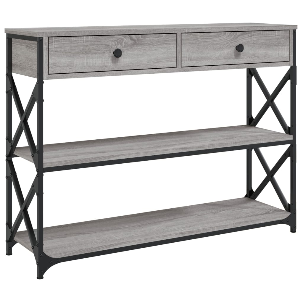 konsolbord 100x28x75 cm konstrueret træ grå sonoma-eg