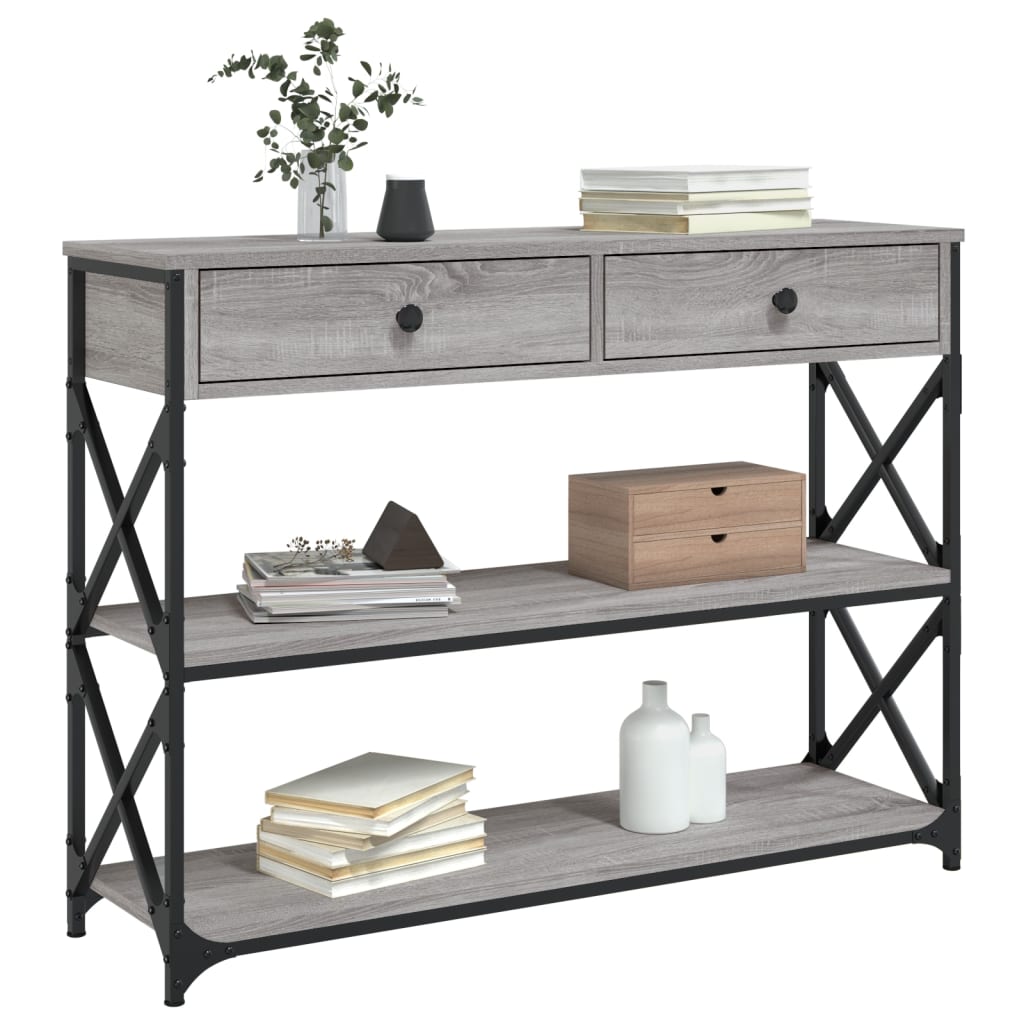 konsolbord 100x28x75 cm konstrueret træ grå sonoma-eg