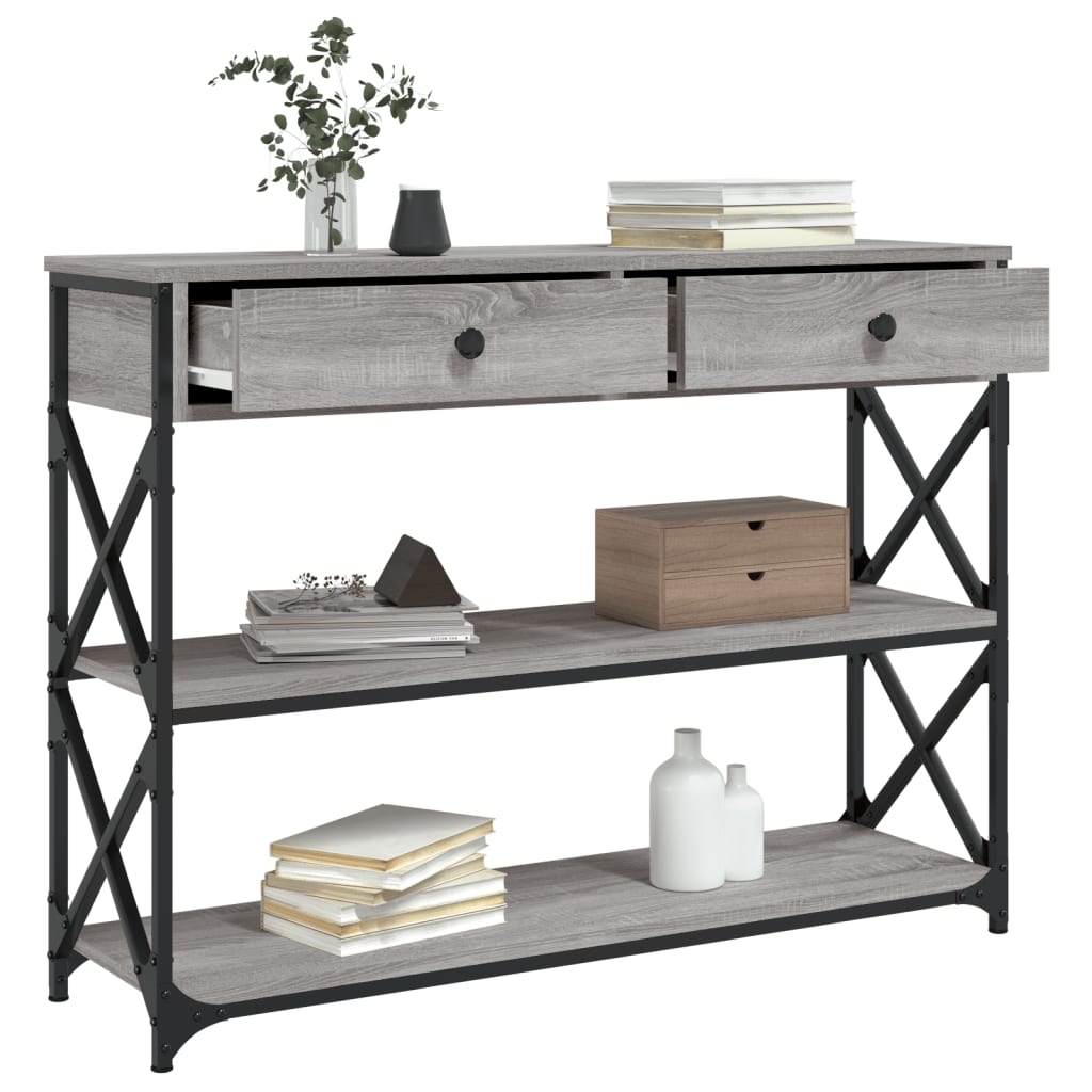 konsolbord 100x28x75 cm konstrueret træ grå sonoma-eg