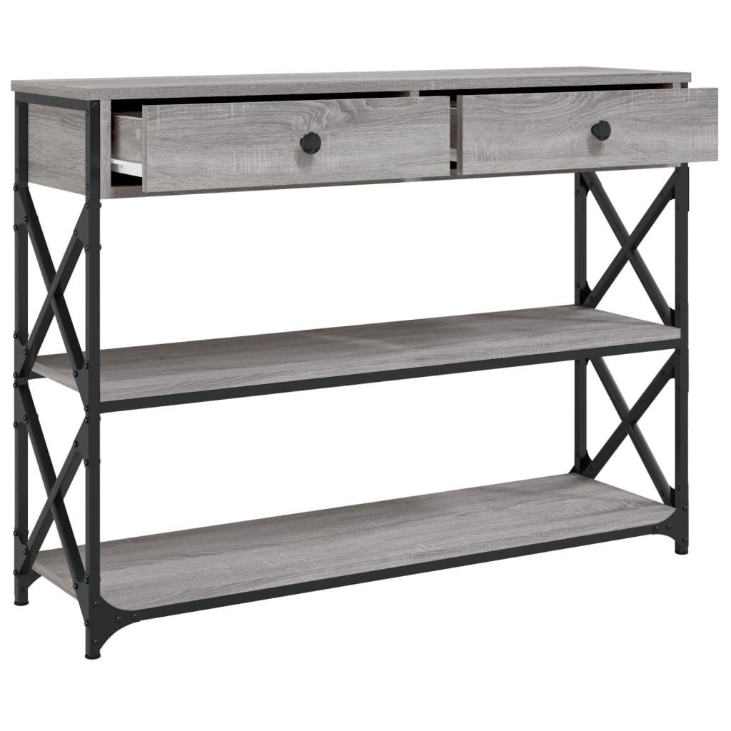 konsolbord 100x28x75 cm konstrueret træ grå sonoma-eg