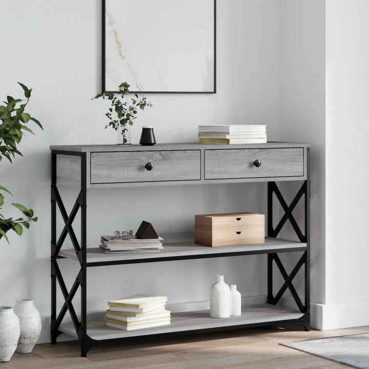 konsolbord 100x28x75 cm konstrueret træ grå sonoma-eg