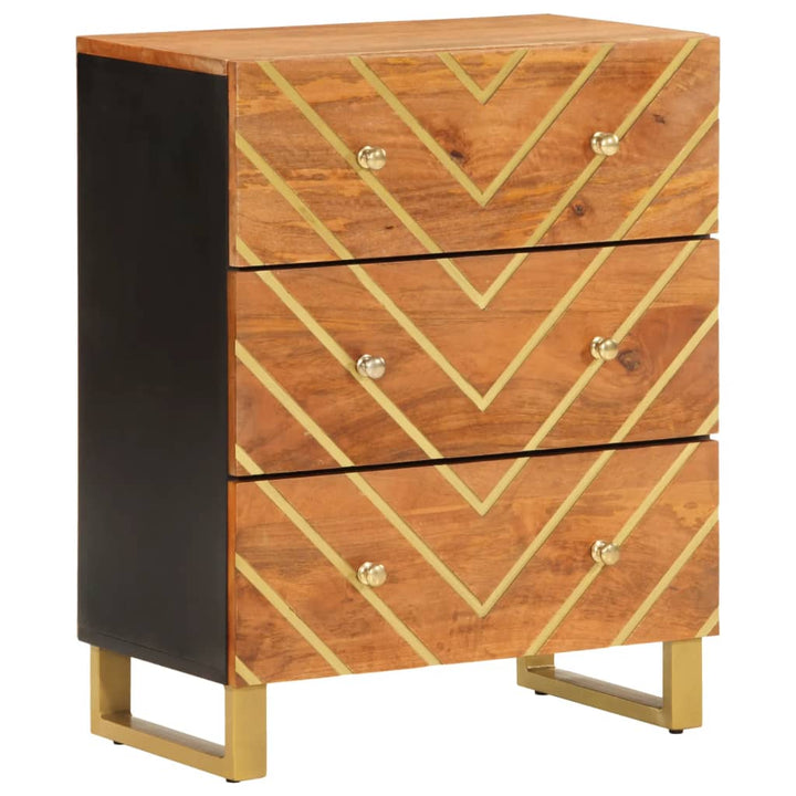 skænk 60x33,5x75 cm massivt mangotræ brun og sort