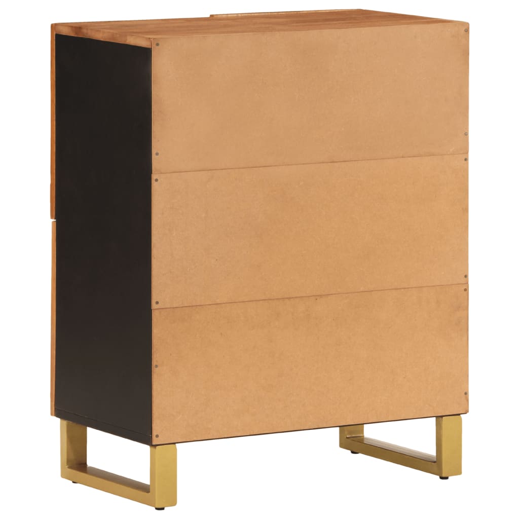 skænk 60x33,5x75 cm massivt mangotræ brun og sort