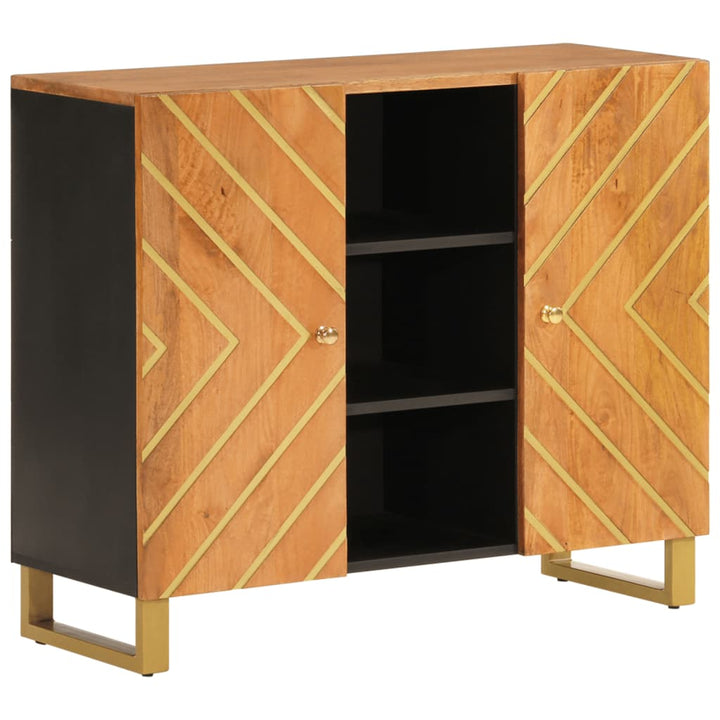 skænk 90x33,5x75 cm massivt mangotræ brun og sort