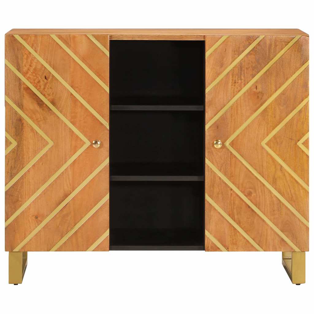 skænk 90x33,5x75 cm massivt mangotræ brun og sort