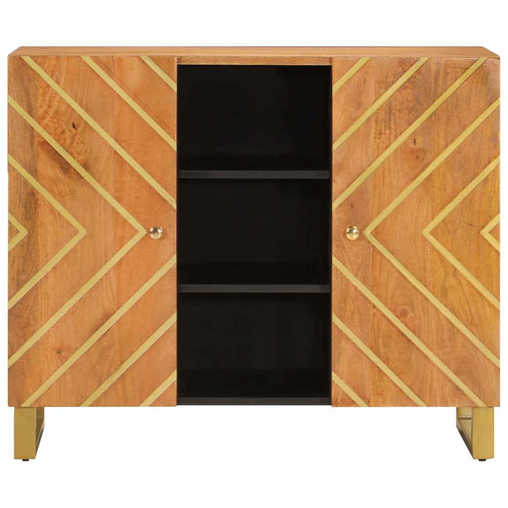 skænk 90x33,5x75 cm massivt mangotræ brun og sort