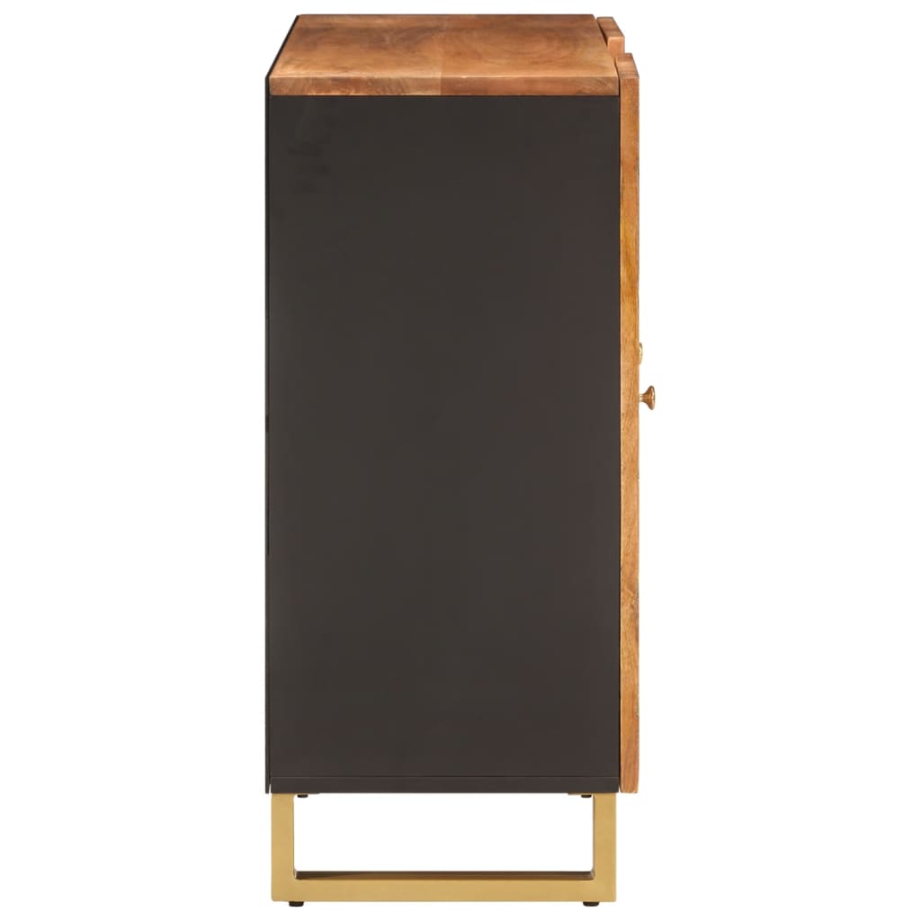 skænk 90x33,5x75 cm massivt mangotræ brun og sort