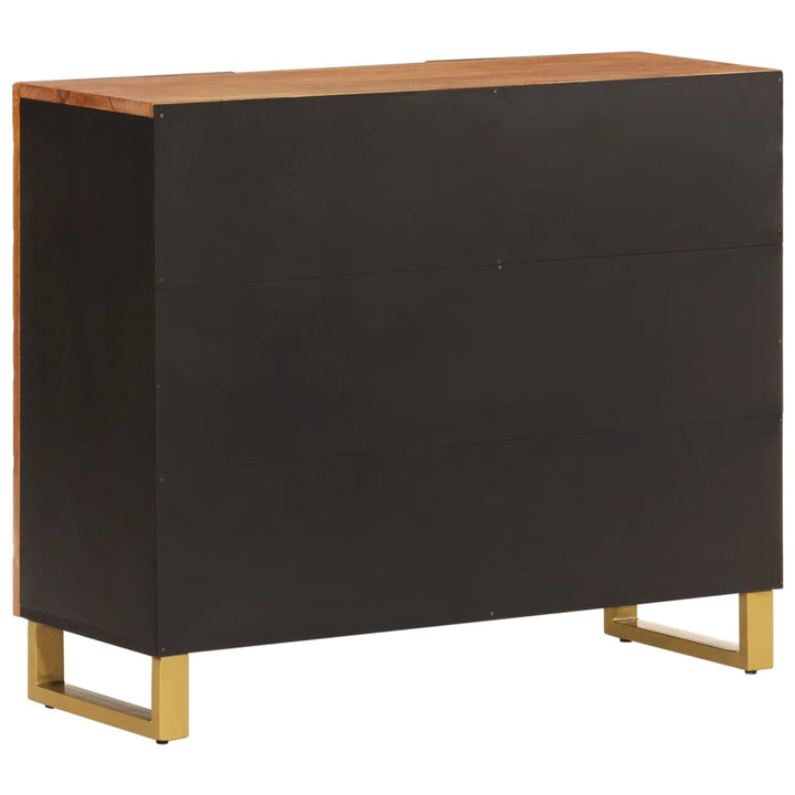 skænk 90x33,5x75 cm massivt mangotræ brun og sort