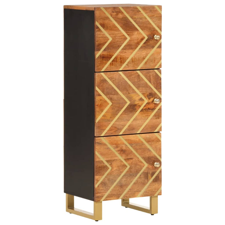 skab 40x33,5x110 cm massivt mangotræ brun og sort