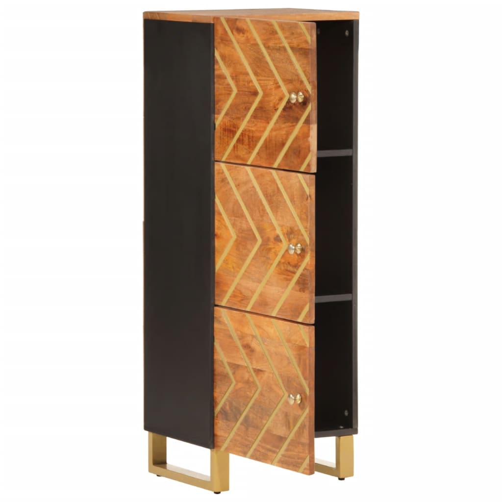 skab 40x33,5x110 cm massivt mangotræ brun og sort