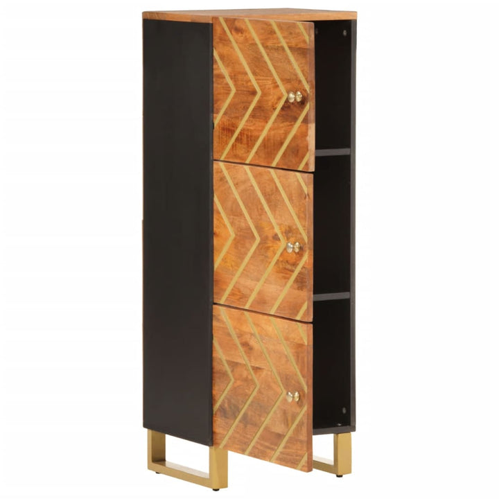 skab 40x33,5x110 cm massivt mangotræ brun og sort