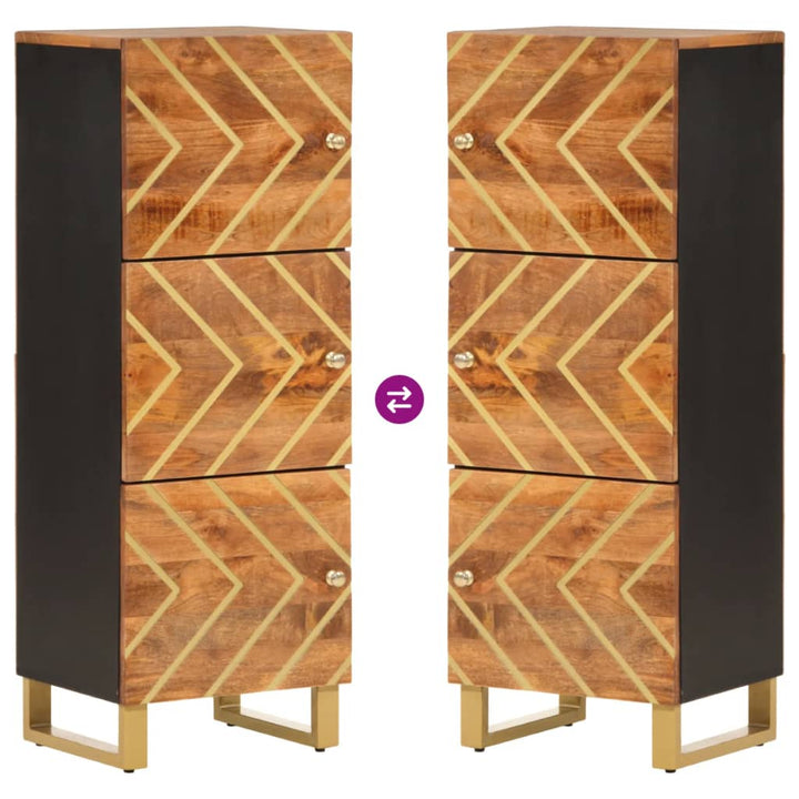 skab 40x33,5x110 cm massivt mangotræ brun og sort