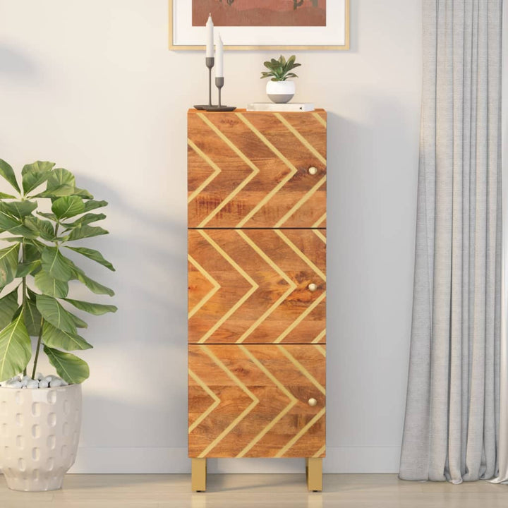 skab 40x33,5x110 cm massivt mangotræ brun og sort