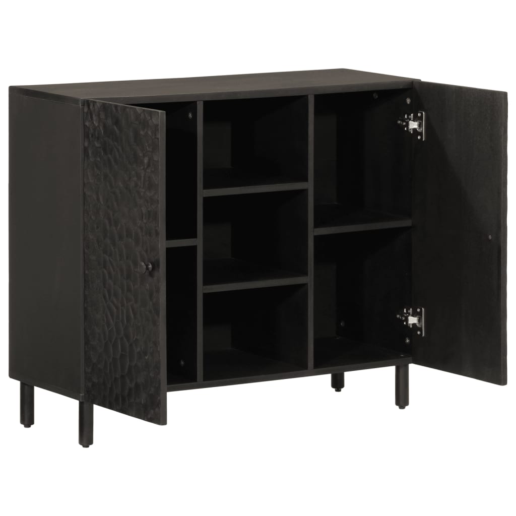 skab 90x33x75 cm massivt mangotræ sort