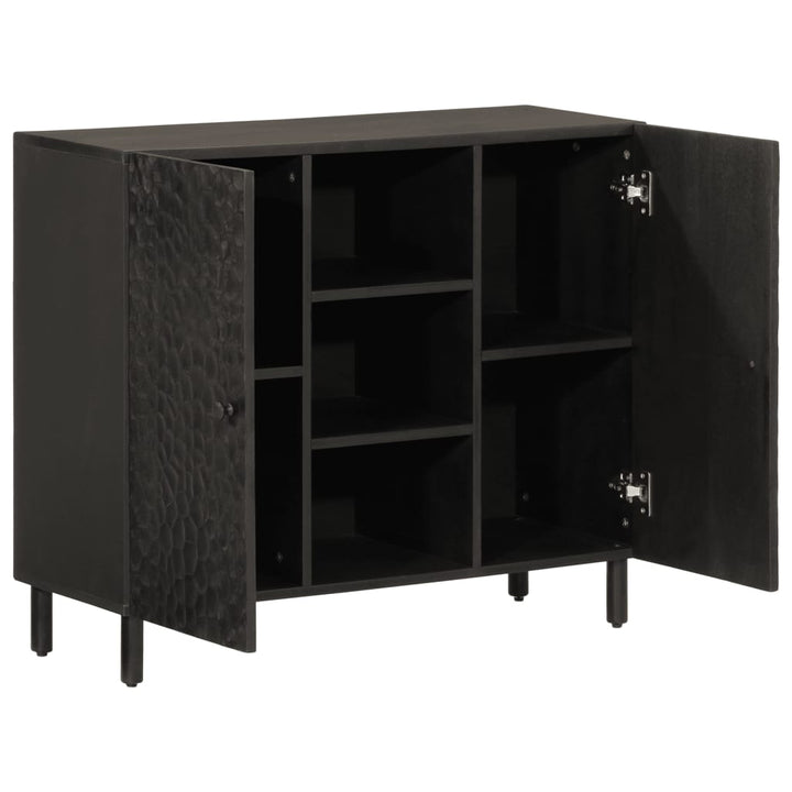 skab 90x33x75 cm massivt mangotræ sort