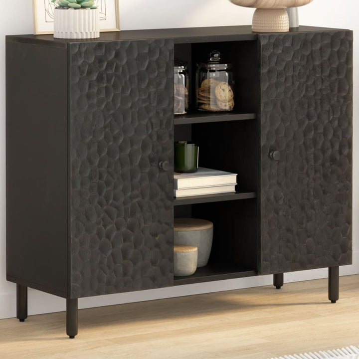 skab 90x33x75 cm massivt mangotræ sort