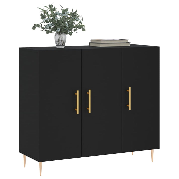 skab 90x34x80 cm konstrueret træ sort