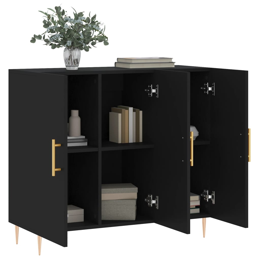 skab 90x34x80 cm konstrueret træ sort