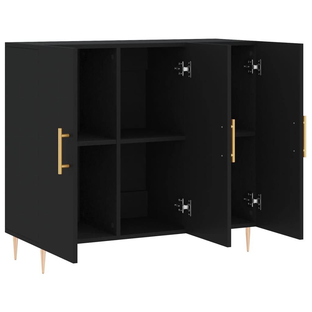 skab 90x34x80 cm konstrueret træ sort