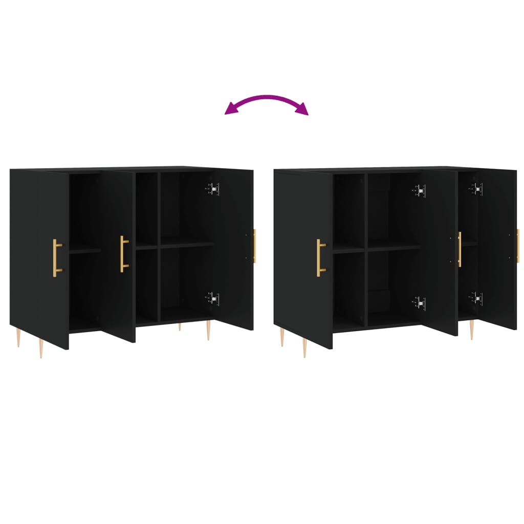skab 90x34x80 cm konstrueret træ sort