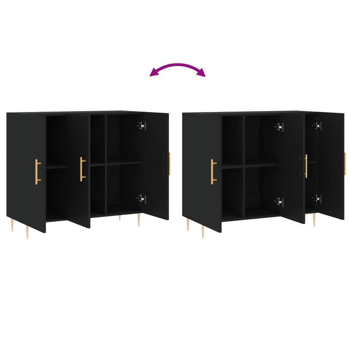 skab 90x34x80 cm konstrueret træ sort