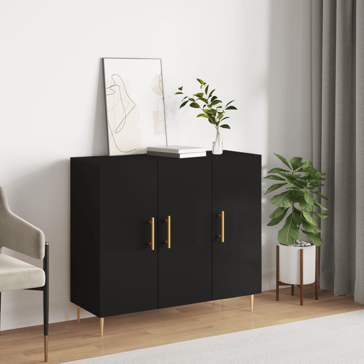 skab 90x34x80 cm konstrueret træ sort