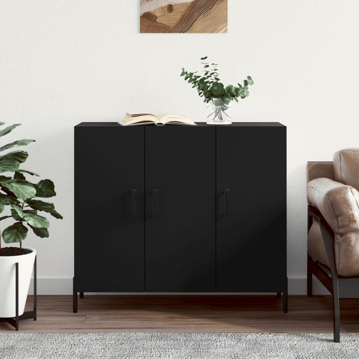 skab 90x34x80 cm konstrueret træ sort