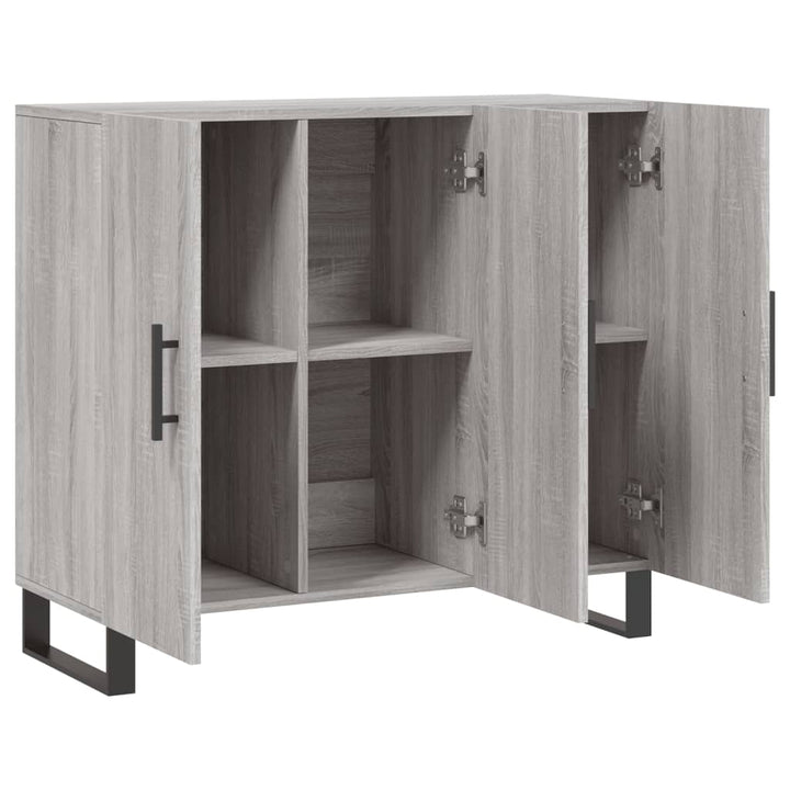 skab 90x34x80 cm konstrueret træ grå sonoma-eg