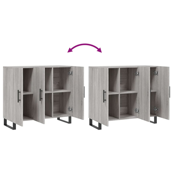 skab 90x34x80 cm konstrueret træ grå sonoma-eg