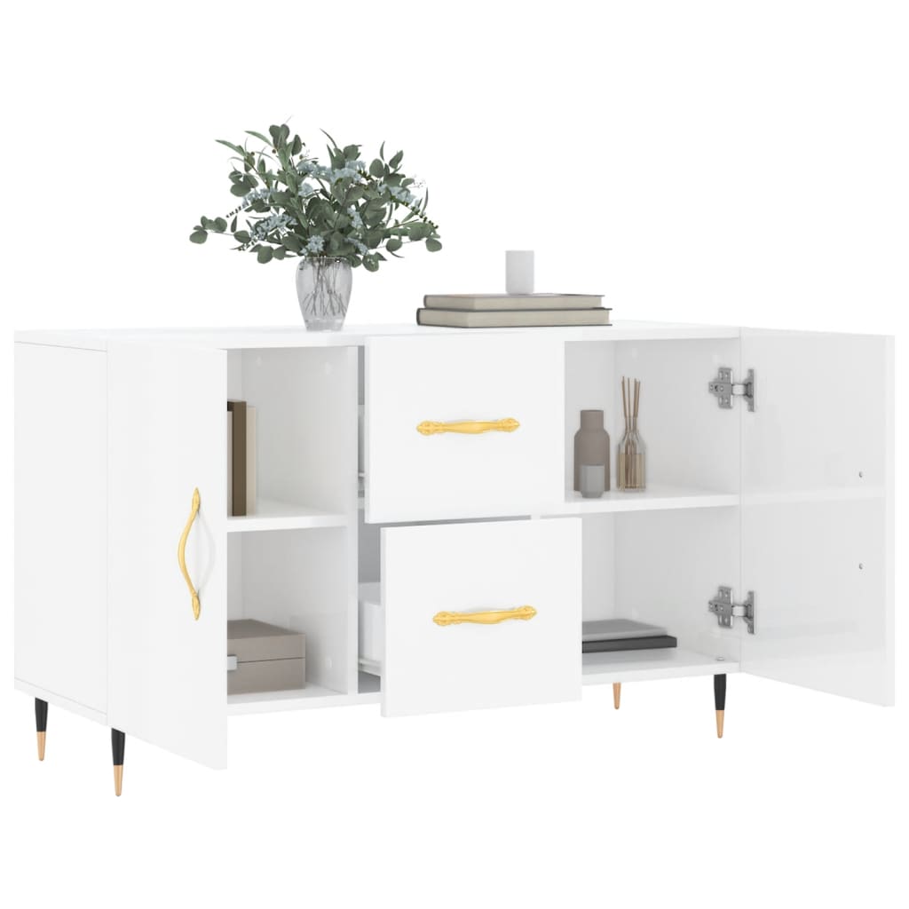 skænk 100x36x60 cm konstrueret træ hvid højglans
