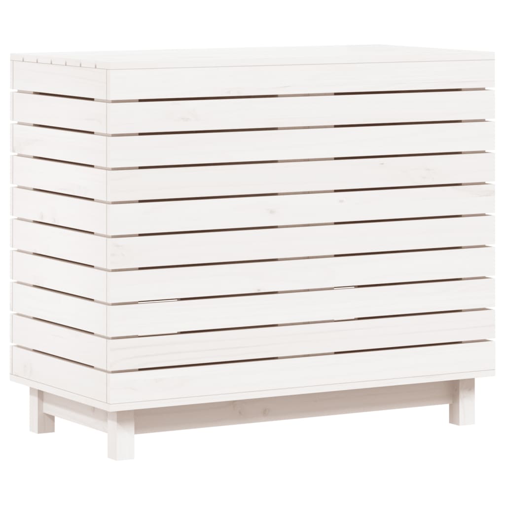 vasketøjskurv 88,5x44x76 cm massivt fyrretræ hvid
