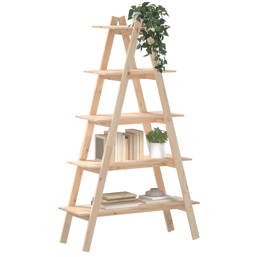 A-formet reol med 5 hylder 110x40x180,5 cm massivt fyrretræ