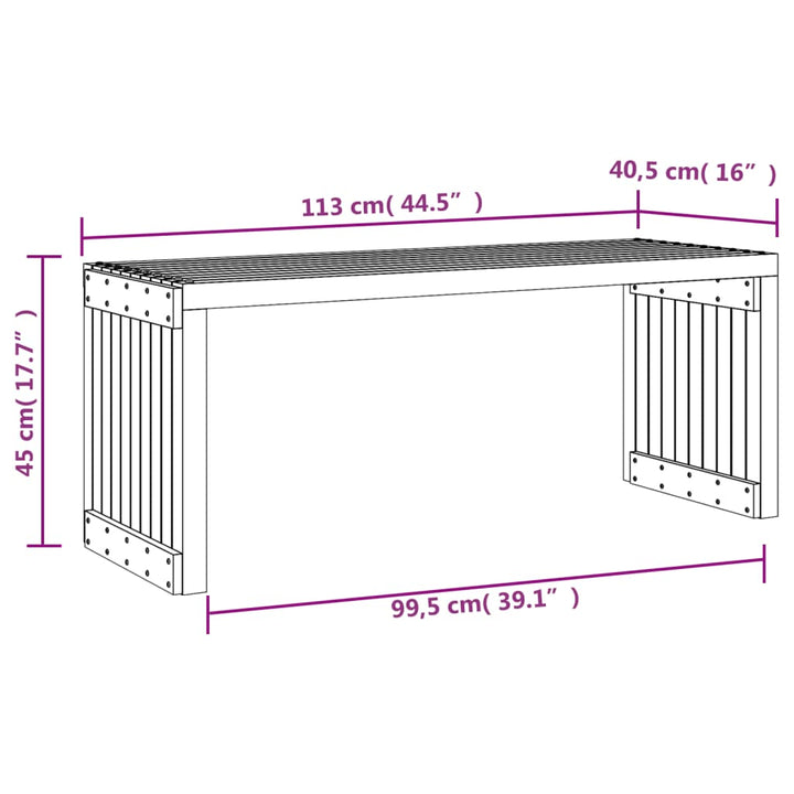 havebænk 212,5x40,5x45 cm udvideligt design massivt fyrretræ